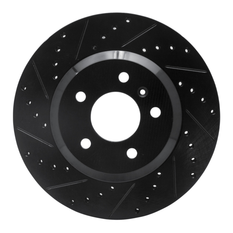 Buick Lucerne Brake Rotor (1) - Front Left - R1 Concepts - Drilled & Slotted - Black - `06-`16